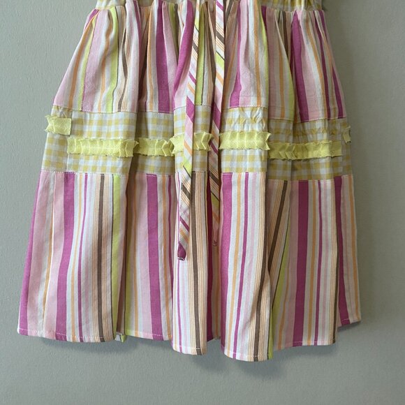 Handmade Children's Cotton Rayon Pink Yellow Gingham Tie Spaghetti Strap Dress - Picture 9 of 13